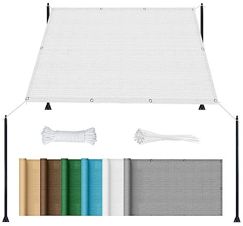 Tenda parasole quadrata, 2 x 8,5 m, blocco UV 95% HDPE, tenda per cortile, piscina e prato, soluzione resistente all'ombra per esterni, colore bianco