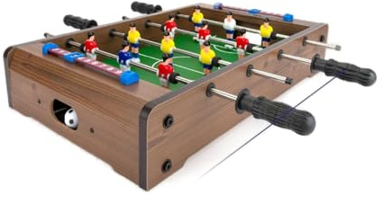B4E Table Top Football Game – Wooden Mini Foosball Table for Kids & Adults – Indoor Outdoor Family Game, 20” & 27” Size Options – Classic Desktop Soccer Match Game for Ages 5+