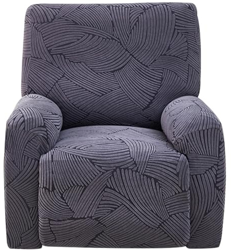 Levoberg Housse de Fauteuil Relax Electrique 4 Pièce Extensible en Jacquard Housse Fauteuil Inclinable avec Poches Latérales Couverture Protège Canapé 1 Place Relaxant Lavable Gris foncé