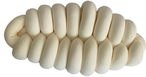 SPPEOUKJ Almohada con Nudo de Hoja DIY, cojín de Planta, Cojines Verdes navideños, Bonito cojín Anudado de Felpa, Almohada Lumbar estética(MMC Cream White)