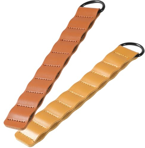 Cabilock Cadena de Cuero para Almacenamiento de Estacas de Tienda de Campaña 8 Orificios, Funda Portátil para Clavijas de Camping, Accesorios para Exteriores, Paquete 2 Piezas Amarillo