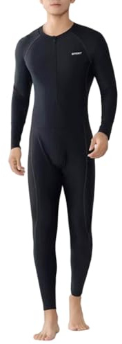 Traje de baño para hombre, de manga larga, flotante, para buceo, talla grande, secado rápido, protector solar para surf, Negro, L