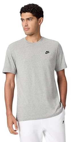Nike Men's Shirt M NSW Club Tee, DK Grey Heather/Black, AR4997-064, S