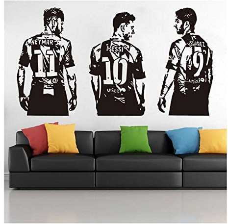 J&MY direkt från fabriken personlighet utrikeshandel fotbollsstjärna tavla klistermärken, väggklistermärke Messi Neymar Suarez (storlek: 58 x 88)