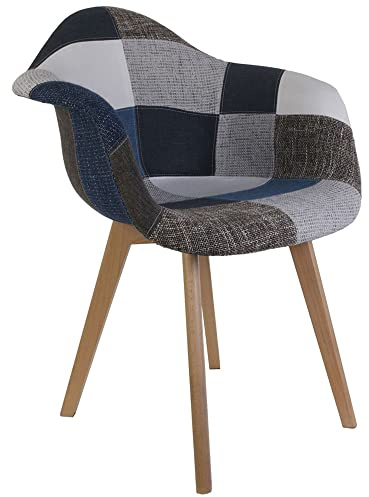CMP Paris Fauteuil Patchwork - Bleu Et Gris