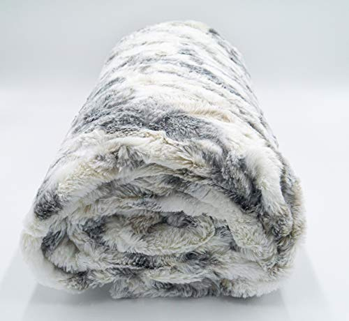 Lex's Linens Opulence Premium Faux Fur Throws (Marble Wolf, 200 x220 cm)