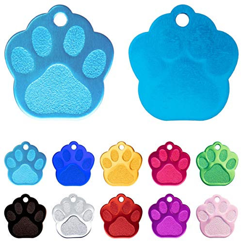Ibera gifts - Hundemarke mit Gravur und personalisierte Hundemarke in Pfotenform für kleine bis mittelgroße Hunde und Katzen (Hellblau)
