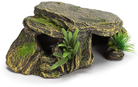 Zerodis Reptilienversteck, Harz Aquarium Dekoration Reptilienhöhle Versteck Habitat Dekor für Eidechse Skorpion Spinne Schlange Gecko Bartagame