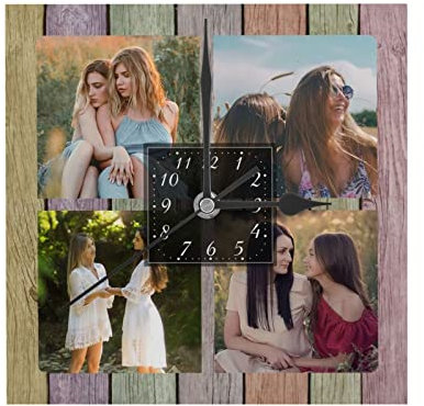 Naispanda Personalisierte Wanduhr, Personalisierte Wanduhr mit Foto Text zum Hochzeitstag, Valentinstag, Benutzerdefiniert Uhr, Geschenk für Liebhaber, Familie, Kind - 7,87 Zoll/20 cm
