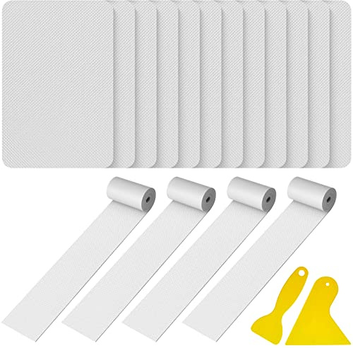 BBTO 16 Pcs Summer Boat PVC Repair Patches Gray Kayak Patches Waterproof Kayak Repair Kit with 2 Tools for Swimming Pools Canoe Raft Inflatable Boat Air Beds Accessory, No Glue