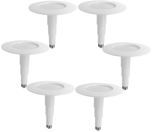 Jolux 5/6 Non-Dimmable LED Adjustable Retrofit Downlight,E26 Medium Screw Base,12W=75W, 5000K (Daylight),920 Lumens,Damp Rated Recessed Lighting,Simple Installation Can Lights,ETL, 6-Pack,Bevel Trim