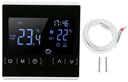 Smart termostat pekskärm temperaturkontroll dubbelkontroll för golvvärme AC 85 V till 240 V vit