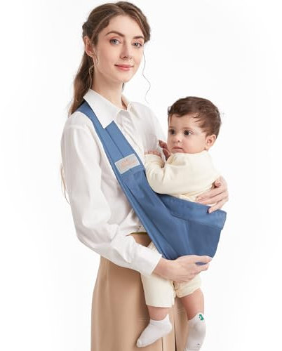 Mumgaroo Fascia Porta Bebe, Marsupio Neonato, Fascia Neonato Multifunzionale e portatile, Marsupio Neonato 0-36 mesi, Tutte le Stagioni, fino a 15kg (blu) Blau