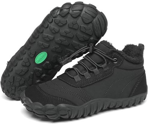 SAGUARO Chaussures Minimalistes Hiver Garçon Fille Bottes de Neige Légère Antidérapantes Bottines Hiver Enfant Barefoot Boots avec Doublure Chaude, Will Ⅰ, Noir, 26 EU