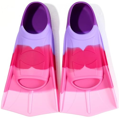 Azuunye Pinne da nuoto per bambini, Pinne corte in silicone 100% per allenamento e nuoto per bambini e adulti, XXS