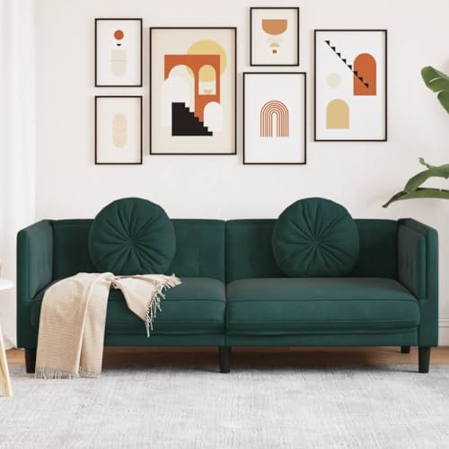 ShGaxin Soffa med kuddar 3-sits mörkgrön sammet, vardagsrumssoffor, relaxsoffa - 372644