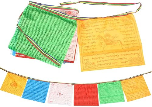 OKUMEYR 2rotoli Bandiere Tibetane Decorativa Per Preghiera e Meditazione Per Luoghi Di Culto Buddhista Accessori Spirituali Colorati Per Purificare La