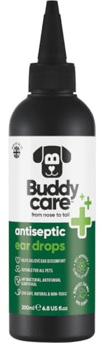 Buddycare Antiseptic Dog Ear Cleaner 200ml Soothing Ear Drops for Pets Antiseptic Ear Drops | Vet Approved Antibacterial Ear Drops for Dogs Cats and all Pets
