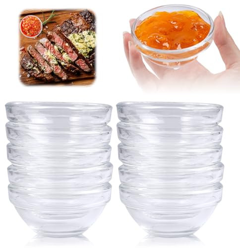 10 Piezas Mini Cuencos Para Salsas 7,5 cm Cuenco De Cristal,Cuencos PequeñOs De Cristal,Cuencos Para Mermeladas,Cuencos Aperitivos Lavavajillas Y Microondas,Ingredientes Para Cocinar,Mermeladas,Salsas