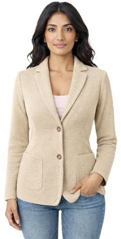 Blazer in Cotone, Giacca Jacket da Donna -Manica Lunga con Due Bottoni - Artigianale, Made in Italy - Casual, Classica Sportiva (IT, Testo, M, Regular, Regular, Fieno)