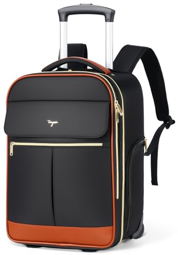 Tonyeee Rollrucksack Damen 17 Zoll Laptop, Rucksack mit Rollen Handgepaeck Underseat Groesse L, 46x32x18 cm, 2 in 1 Trolley Rucksacktrolley Pilotenkoffer, 180 Grad Oeffnung, wasserabweisend, Schwarz