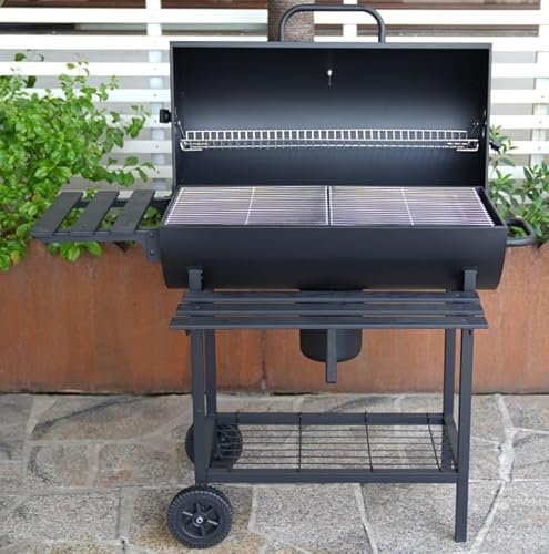 TEENO Barbacoa Carbon, Barbacoa Portatil con Ruedas, Parrilla XXL con Tapa, Termómetro, Cajón para Cenizas, Guantes Ignífugos, Rejilla de Ventilación Ajustable, Grande (con Funda Antipolvo)