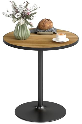 HOMCOM Esstisch, Runder Küchentisch, Moderner Esszimmertisch mit Holzoptikplatte für 4 Personen, Kaffeetisch für Wohnzimmer, Ø70 x 76 cm, Eiche