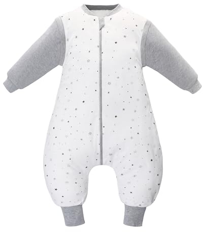Miracle Baby 2.5 tog Wearable Blankets with legs feet removable sleeves toddler Winter Warm Cotton Swaddle Wrap 2-4 Years (Gray stars)