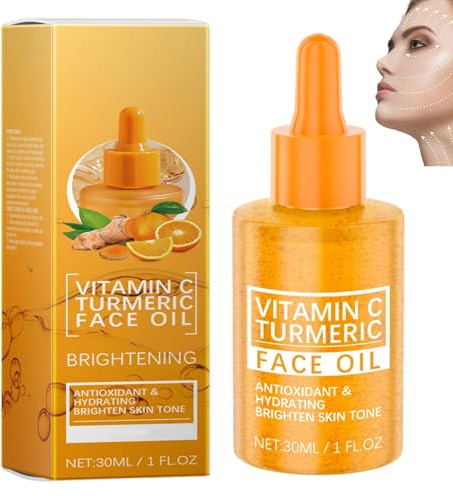 Sérum éclaircissant visage à l'huile de curcuma,sérum correcteur de taches au curcuma,huiles blanchissantes anti-âge pour la peau à la vitamine C, améliore le teint terne et uniformise le teint (1pcs)