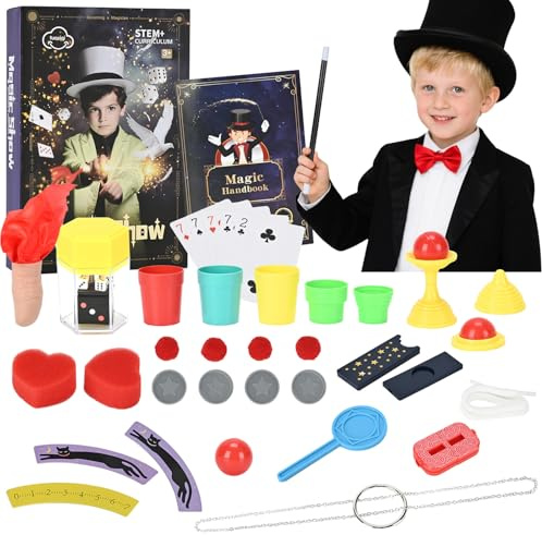 PIXATA Magic Kit for Kids Magic Set, Magic Tricks Set for Kids Age 6 8 10 12, with Magic Wand for Pretend Play Magician Set, Easy to Follow Magic Toy Gifts for Girls and Boys Beginners