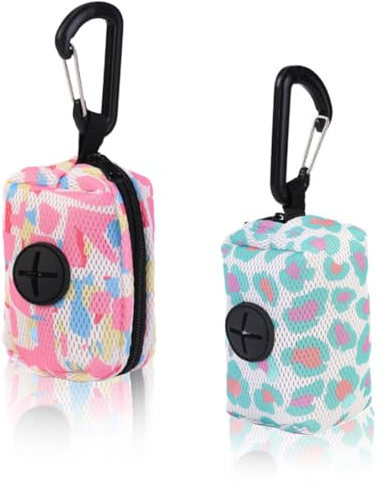 2 Pièces Distributeur sac a crottes chien, Sac chien crotte, Porte Sac Dejection Canine avec Mousqueton, Supports de Sac pour Chien, Porte-Sac à Crottes Convient pour la promenade du chien, Rose, bleu