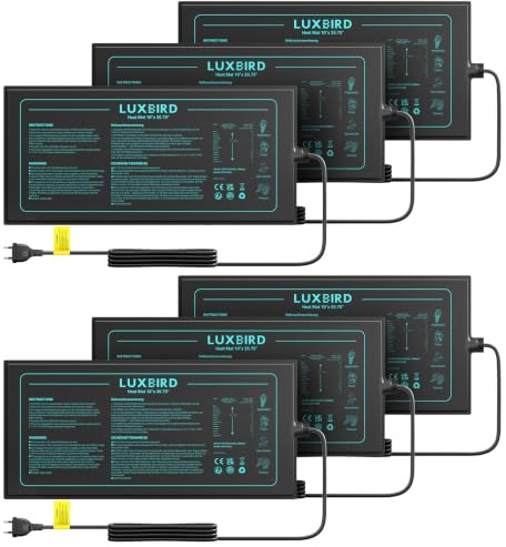 Luxbird Tappetino riscaldante per piante, confezione da 6 tappetini riscaldanti impermeabili da 20 W, per serra da interni, giardini, serre, terrario, animali domestici, rettili, tappetini riscaldanti