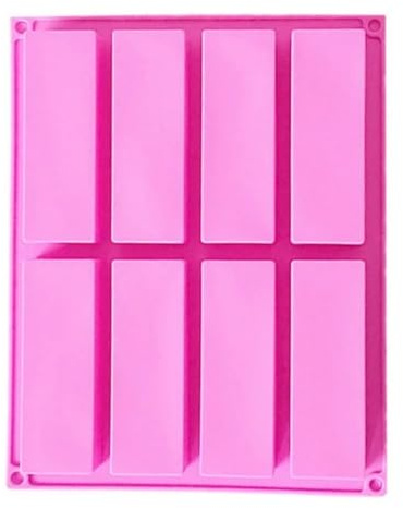 Stampo da forno in silicone, 8 cavità, stampo rettangolare per pagnotta, strumento per budino e burro (rosa)