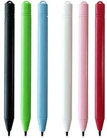 SinChic Skrivbord, pekskärmspennor, 6 st ersättande stylus ritpennor, ritplatta, LCD-surfplatta, penna för dyna, digitala pennor, magnetiska tavla, pennor för rittavla, LCD-skrivplatta, plast