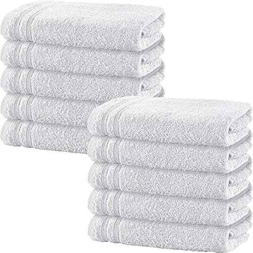 Erwin Müller Handtuch 10er-Pack Heidelberg 100% Baumwolle weiß Größe 50x100 cm - saugstark, gut trocknend, kompakt, leichte Qualität - ideal für Sport, Strand, Reisen