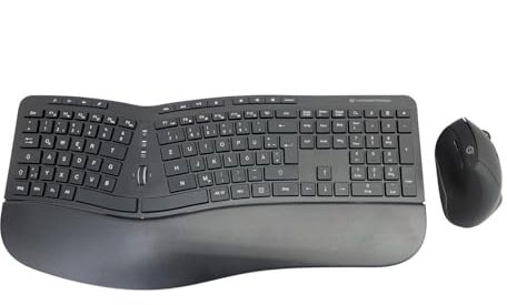 Conceptronic ORAZIO02DE Ergo Kabelloses Set aus ergonomischer Tastatur und vertikaler Maus, deutsches Layout, Schwarz