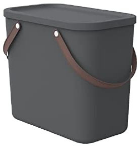 Rotho Albula Aufbewahrungsbox 25l mit Deckel, Kunststoff (PP recycelt), anthrazit, 25l (40.0 x 23.5 x 34.0 cm), Nicht zutreffend