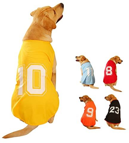 Winmany, maglietta per cani con numero stampato, vestito estivo basico, maglietta traspirante per cuccioli, cani, top senza maniche, abbigliamento per cani di taglia grande, media e piccola (XXL