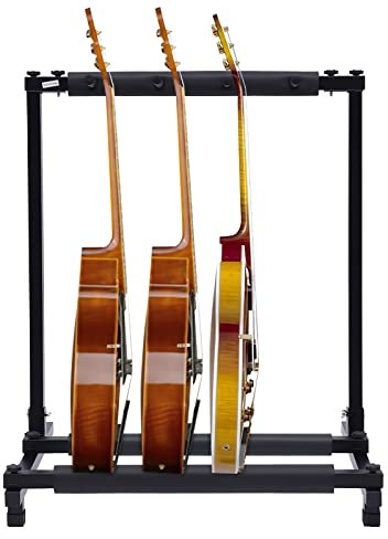 Gitarrställ multistand gitarrstativ flerfaldig gitarrhållare, multistativ gitarr multi-gitarrstativ med hållare stoppning för klassisk gitarr, akustisk gitarr, elgitarr, elbas (3 gitarrer)