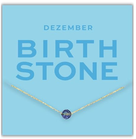 happymaker - Geburtsstein Kette, vergoldete Silberkette 925, Geburtsstein Dezember, echter Edelstein blauer Topas, Sternzeichen Schütze, handgefertigt, größenverstellbar, Geschenkverpackung