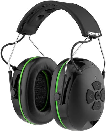 inf protear (Protección auditiva Bluetooth E6850 mejorada con micrófono integrado, altavoces de alta fidelidad, 48 horas + tiempo de reproducción, orejeras ideales para reducción de ruido para cortar