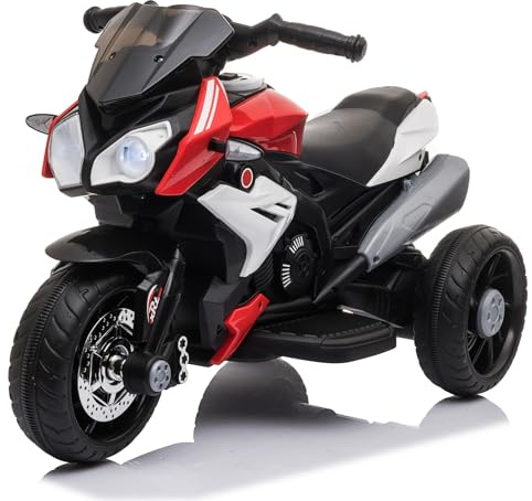 LALAHO Moto électrique pour Enfants 3 Roues 6 V 7 Ah Rouge