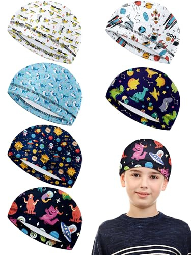 Geyoga 6 Pcs Skull Caps for Kid Youth Skull Cap for Under Helmet Football Sport Wicking Cap Running Hat, Colorful, One size