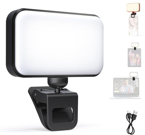 NEEWER Entry Level Version Luz LED Selfie, 54 LED Clip On Relleno Foco Movil Compatible con iPhone, CRI88 650mAh Portátil para Computadora Webcam Zoom Videoconferencia Grabar Videos Maquillaje, N8