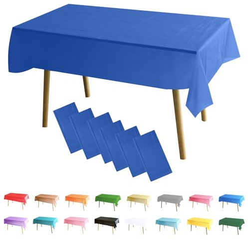MOMAHUA 6 Packs Bleu Foncé Nappes,137x274cm PEVE Nappe de Table Rectangulaire,Nappes Imperméables pour Fête Anniversaire,Picnic,Exterieur,Jardin,Mariage,Noël,Halloween