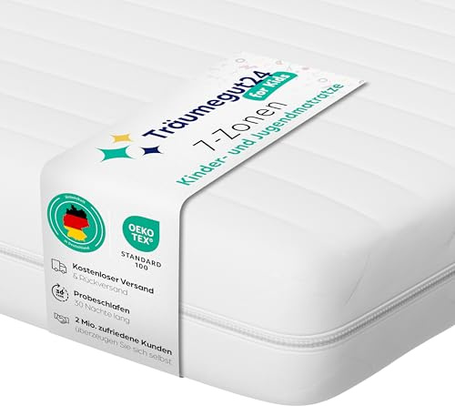 Träumegut24 - Matratze für Kinder & Jugendliche - 120x200 cm - H2&H3 | Größe + Höhe wählbar | Kaltschaummatratze | Hautfreundlicher & waschbarer Bezug | Oeko-TEX Zertifiziert | (120 x 200 cm, 10 cm)
