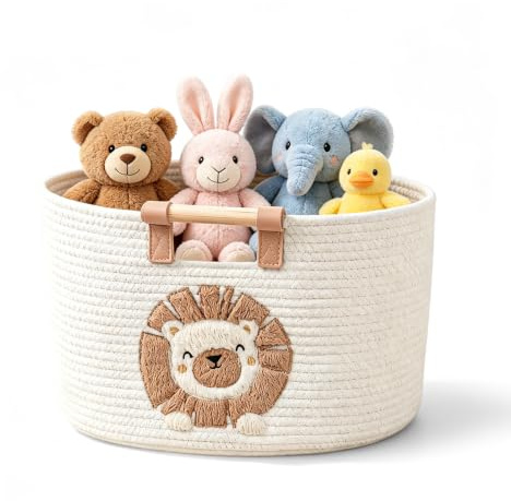 Cesto portaoggetti in corda di cotone, cesto portaoggetti per cameretta, cesto portabiancheria intrecciato, cesto portaoggetti per giocattoli con manici, per cameretta del bambino, organizer per