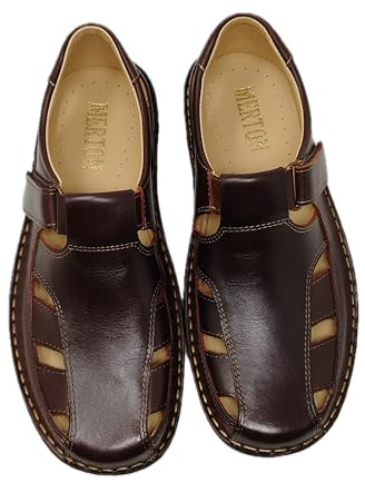 SEVILLAS Zapatos Hombre Cómodos de Piel con Velcro Transpirables Tipo Sandalia Cerrada Suela Antideslizante Ancho Especial Hecho en España