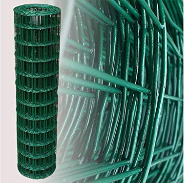 Garmix Malla de jardín verde | Altura 120 cm | Tamaño de malla 100 x 100 mm | Valla de jardín y huerto | Cerca de alambre para animales domésticos y perros | Red metálica galvanizada + PVC, rollo 20 m