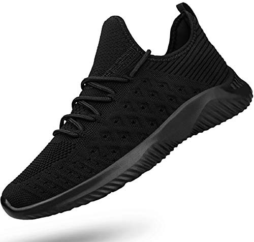 Feethit Mens Slip On Walking Shoes Lightweight Breathable Non Slip Running Shoes Comfortable Fashion Sneakers for Men Black Size 10.5